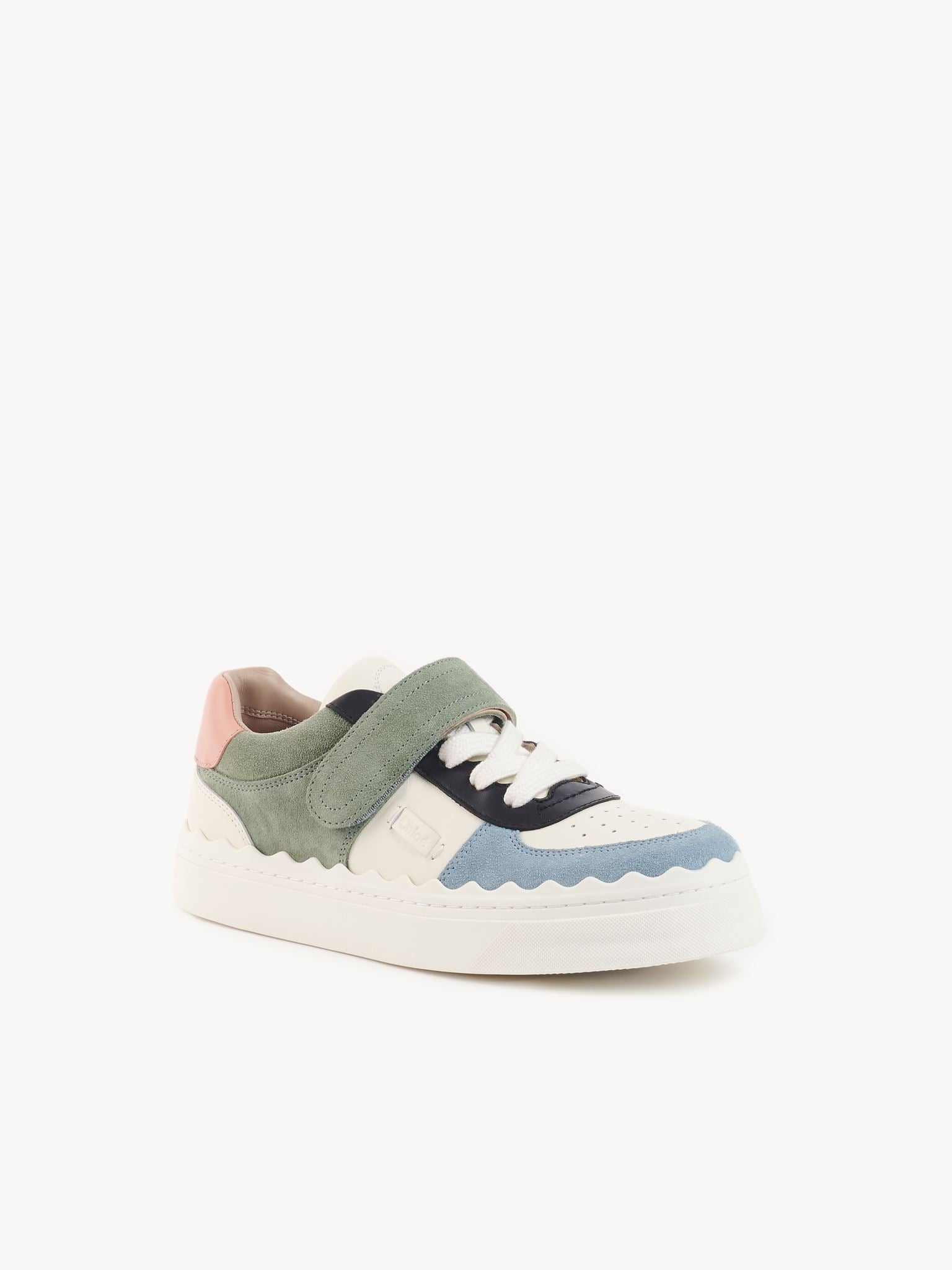 Sneakers Lauren à scratch en cuir - Pink Green