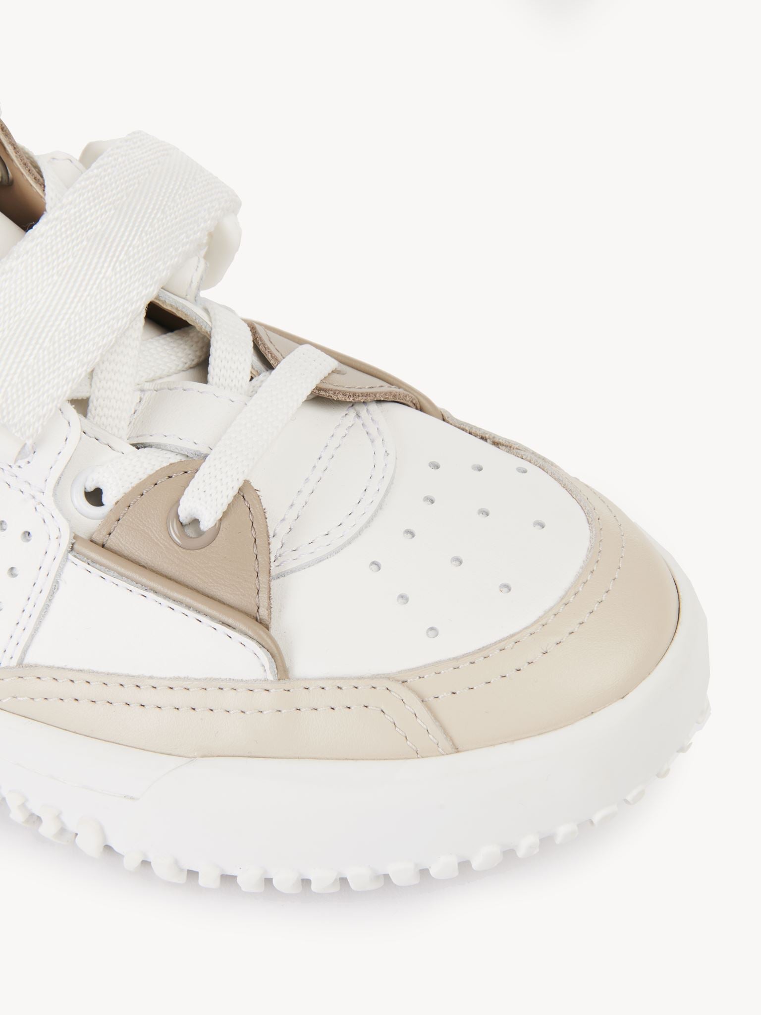 Sneakers Franckie en cuir - Beige Blanc