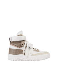 Sneakers Franckie en cuir - Beige Blanc