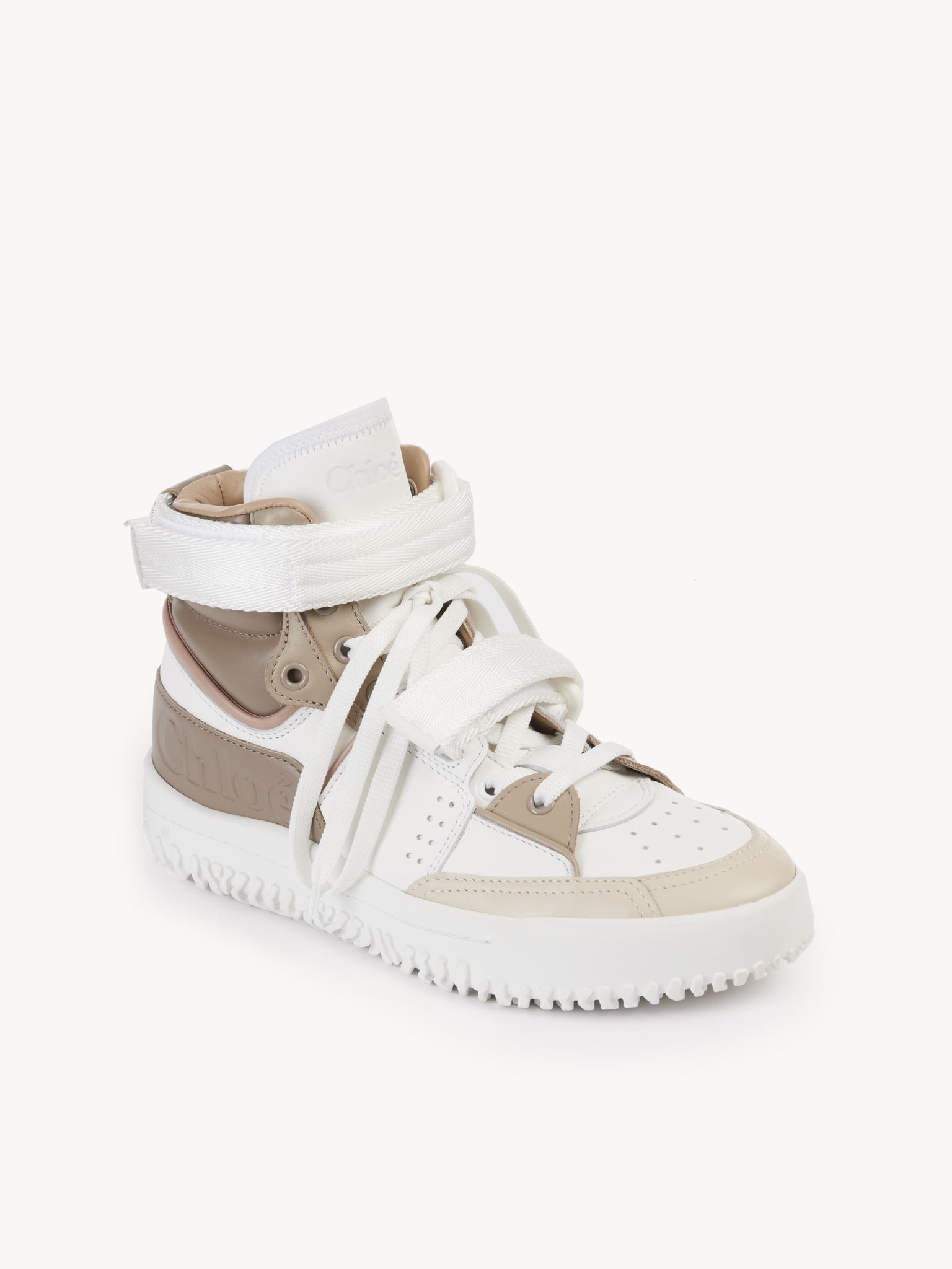 Sneakers Franckie en cuir - Beige Blanc