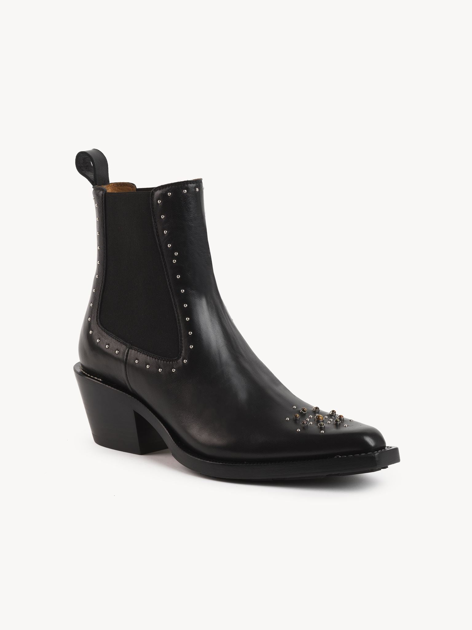 Bottines texanes chelsea Nellie en cuir - Noir