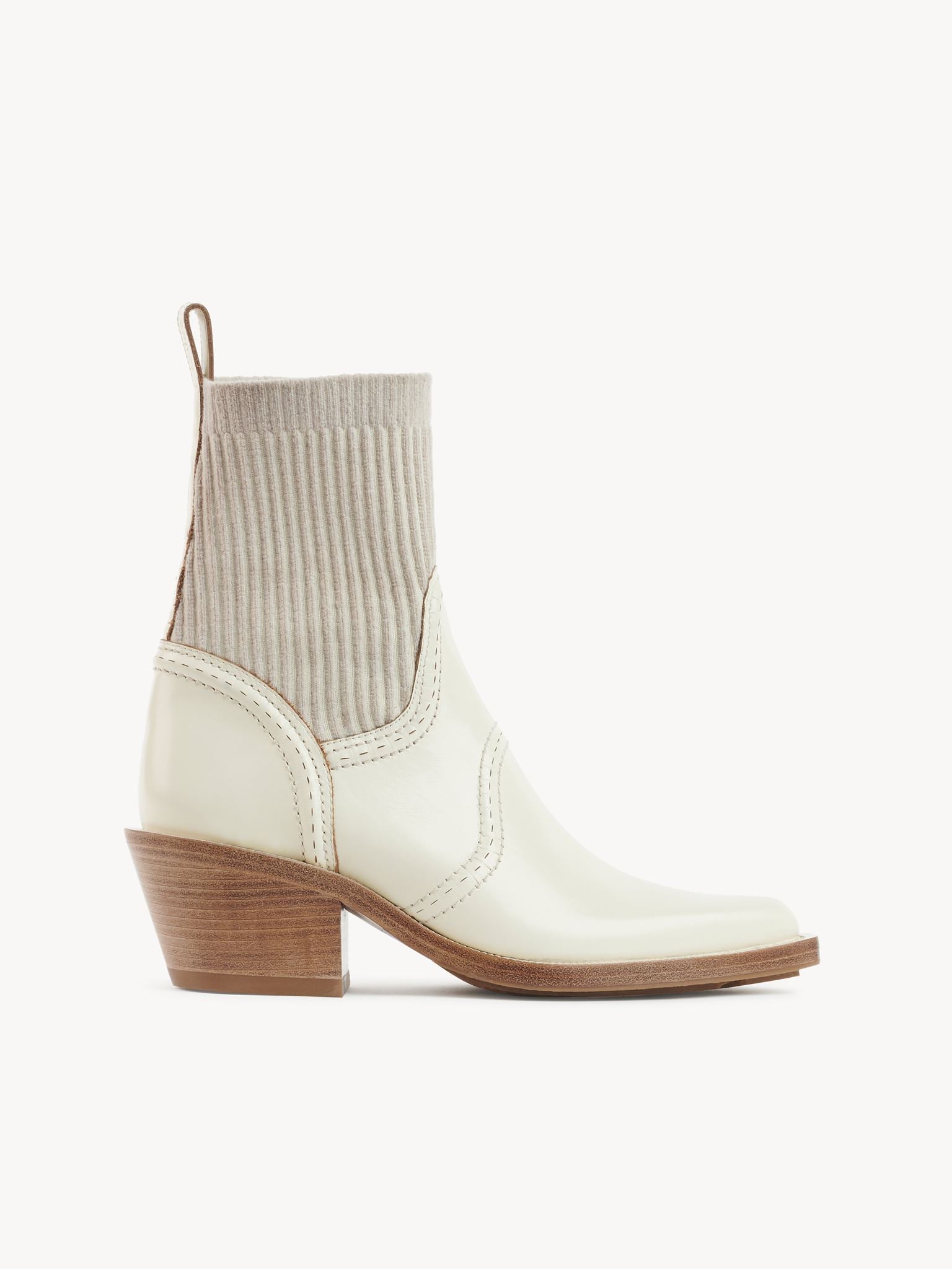 Bottines texanes effet chaussette Nellie en cuir - Eggshell