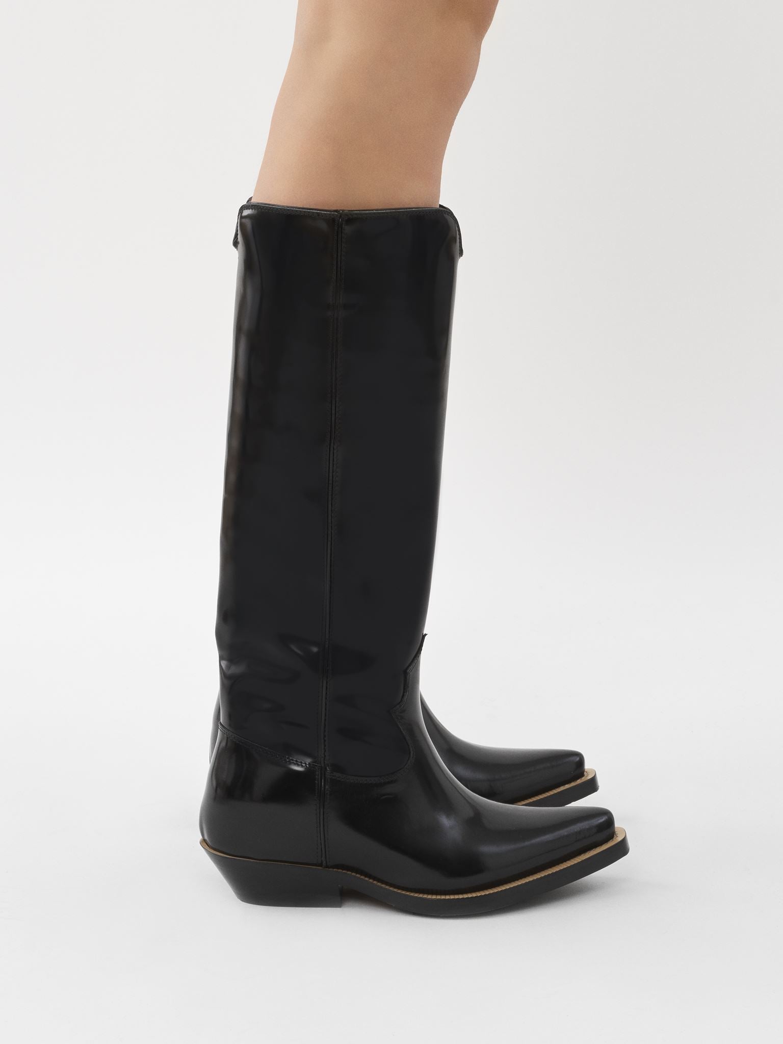 Bottes texanes hautes Nellie en cuir - Black