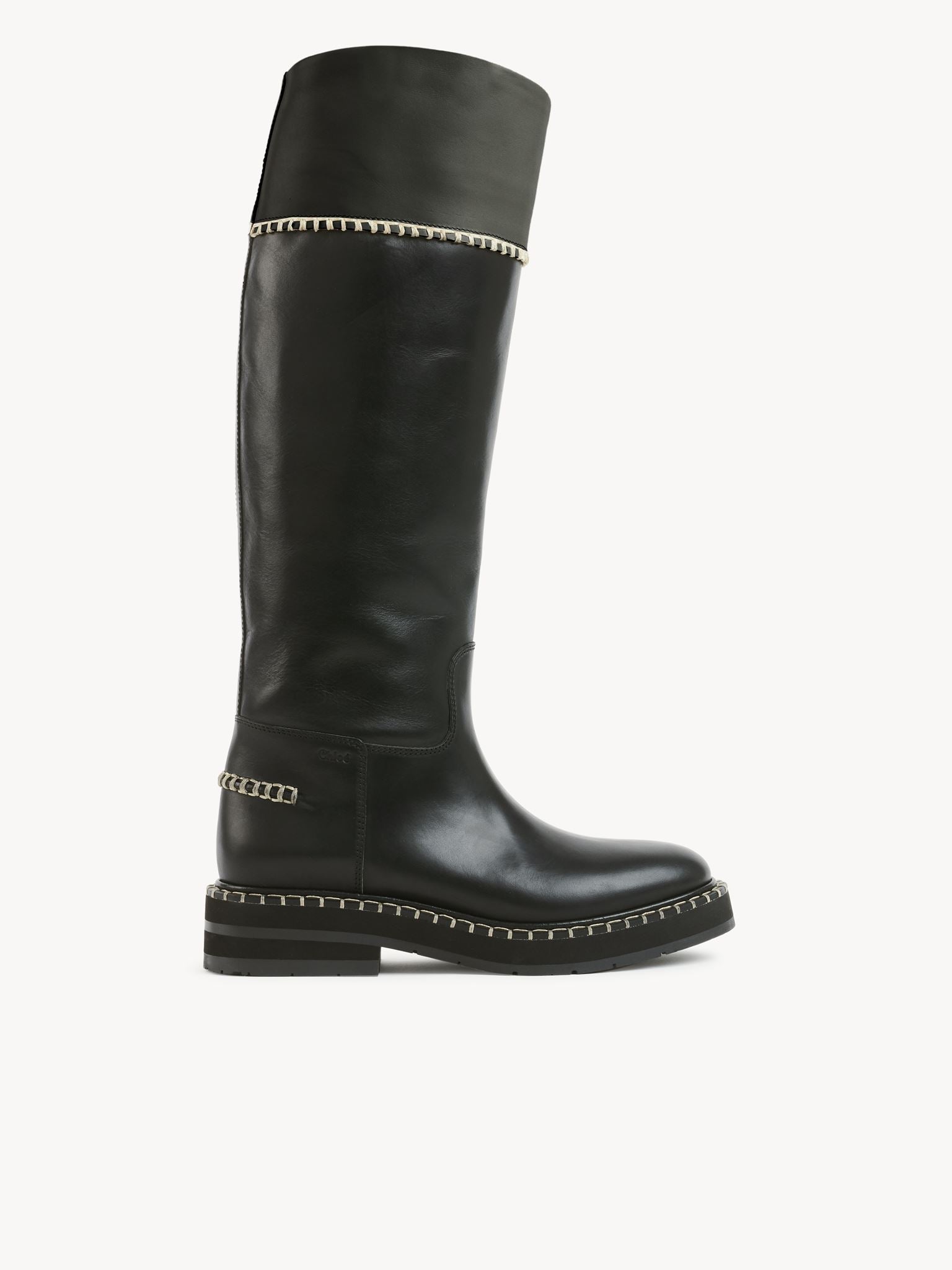 Bottes tube Noua en cuir - White & Black