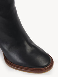 Bottes à talons Edith en cuir - Black & Daim