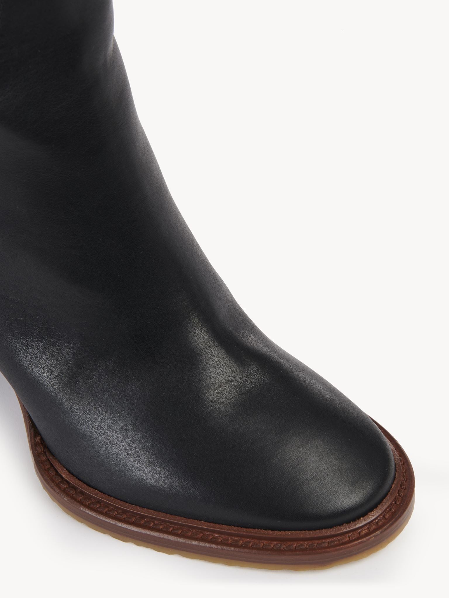 Bottes à talons Edith en cuir - Black & Daim