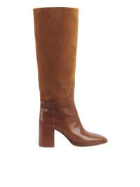 Bottes à talons Edith en cuir - Ochre Delight