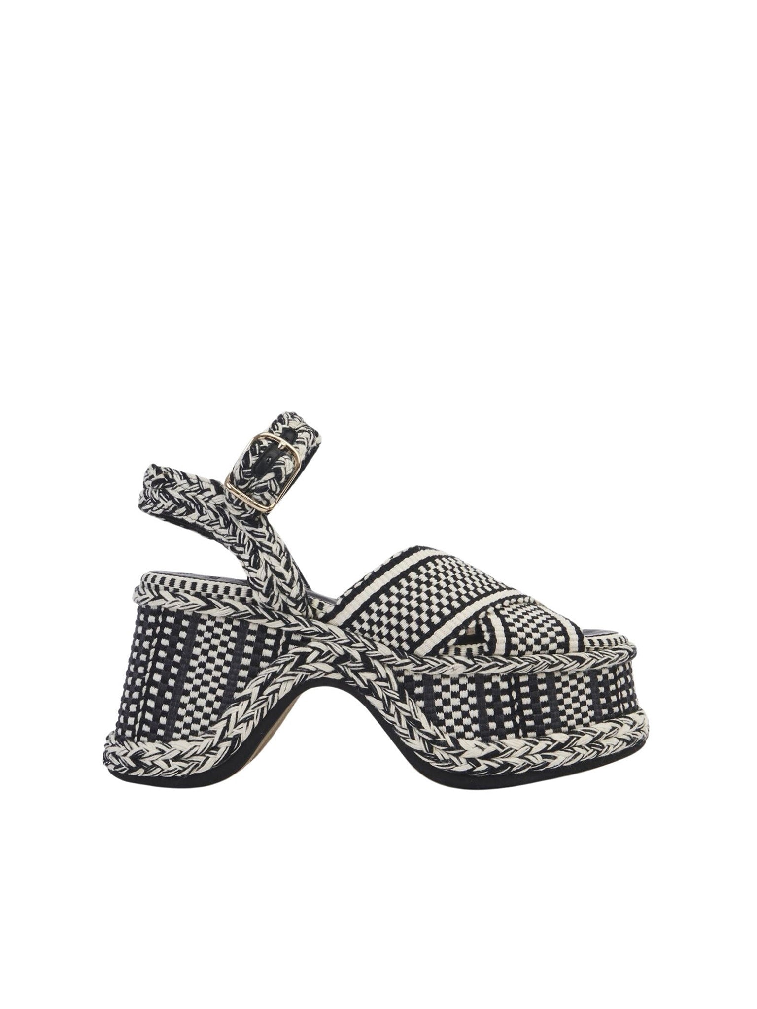 Sandales compensées Meril en cuir - White & Black