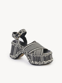 Sandales compensées Meril en cuir - White & Black