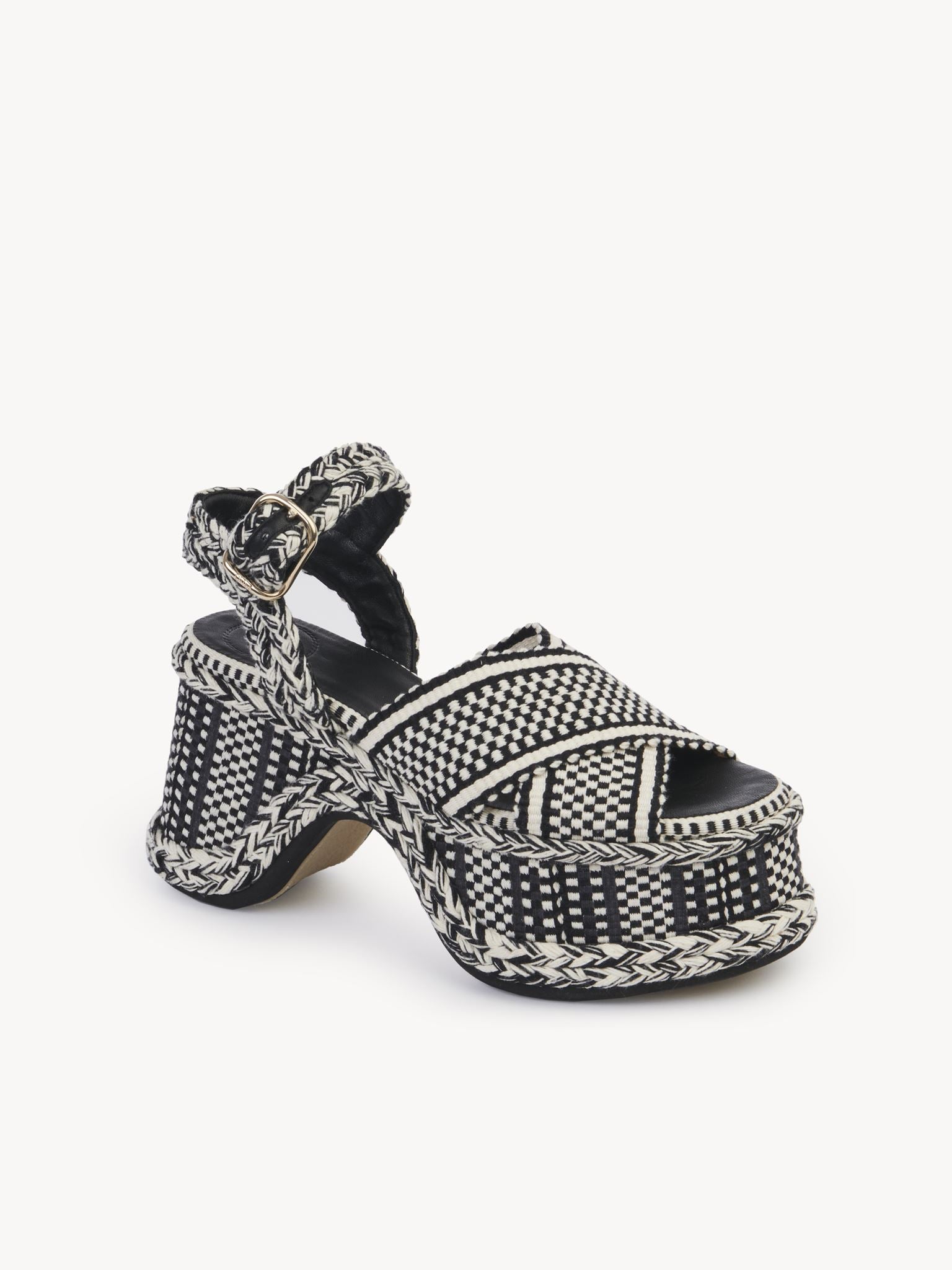Sandales compensées Meril en cuir - White & Black
