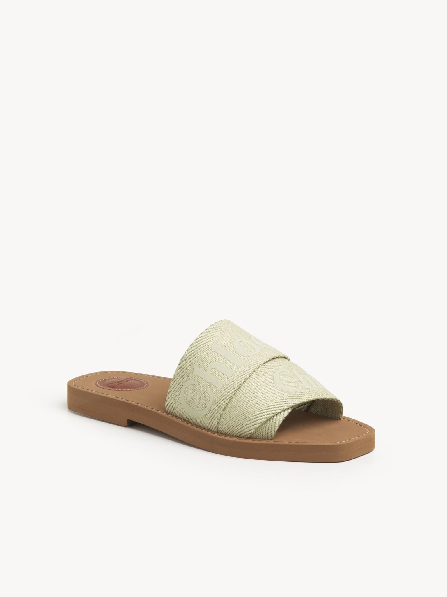 Mules plates Woody en lin - Hazy Green