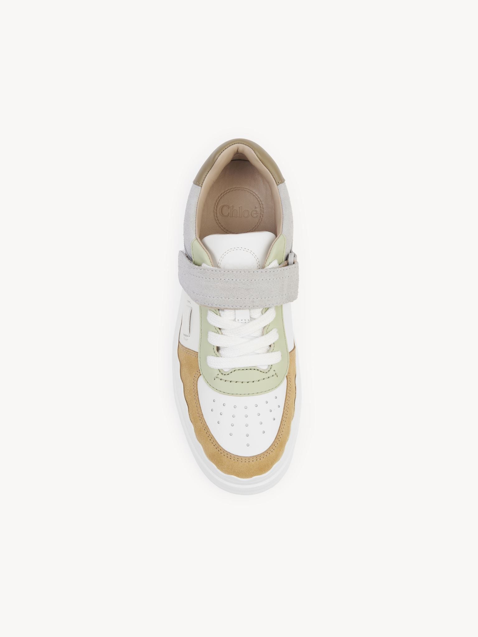 Sneakers Lauren à scratch en cuir - Elephant Grey