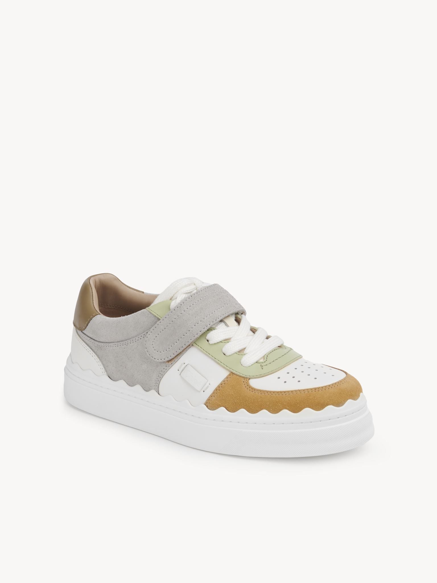 Sneakers Lauren à scratch en cuir - Elephant Grey