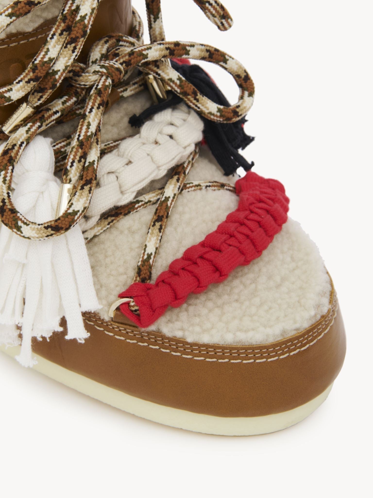 Boots Chloé x Moon Boot en cuir - White Ochre