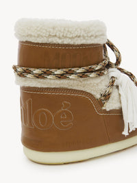Boots Chloé x Moon Boot en cuir - White Ochre