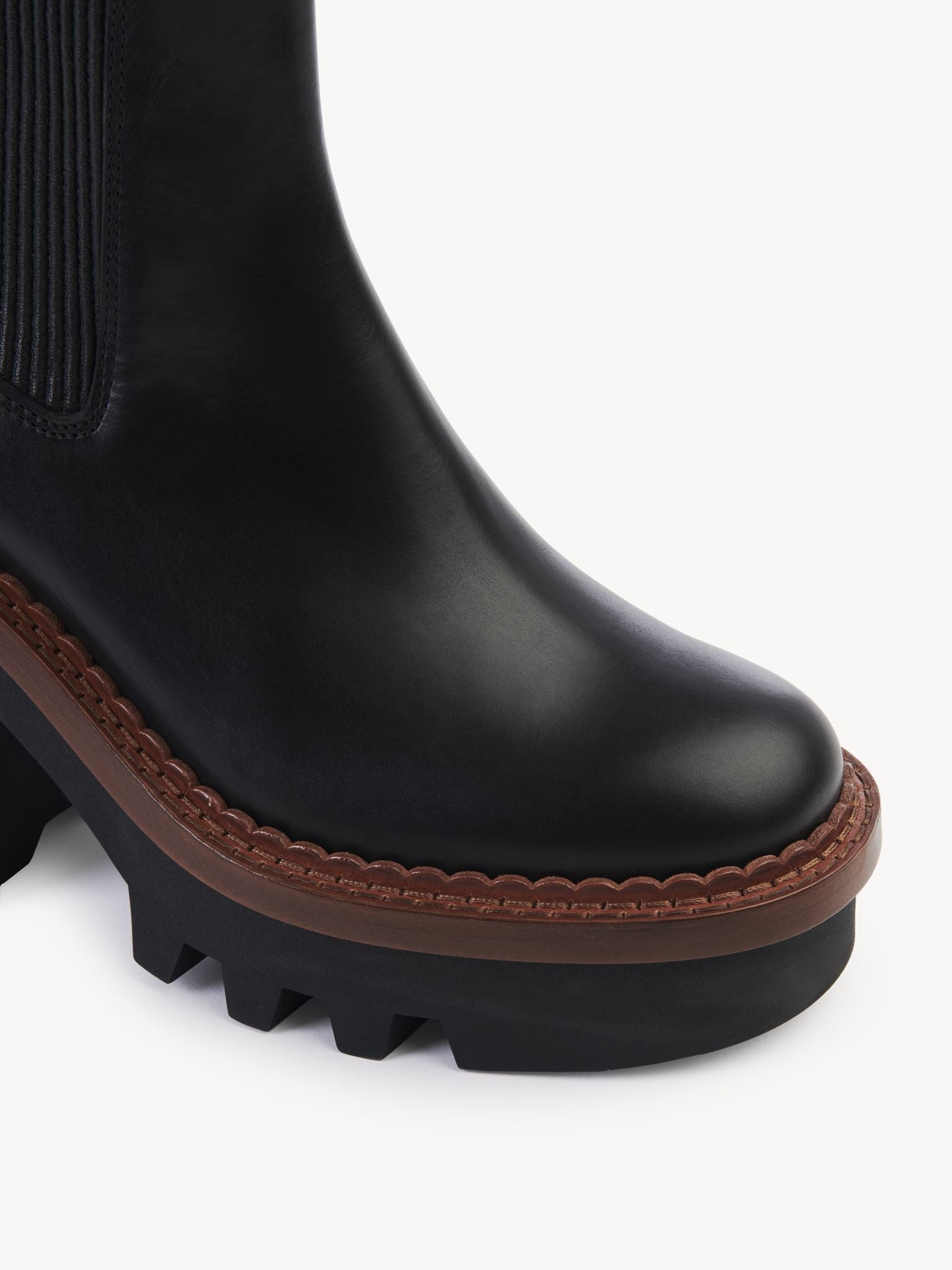 Bottines chelsea à talon Owena en cuir - Noir