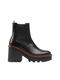 Bottines chelsea à talon Owena en cuir - Noir
