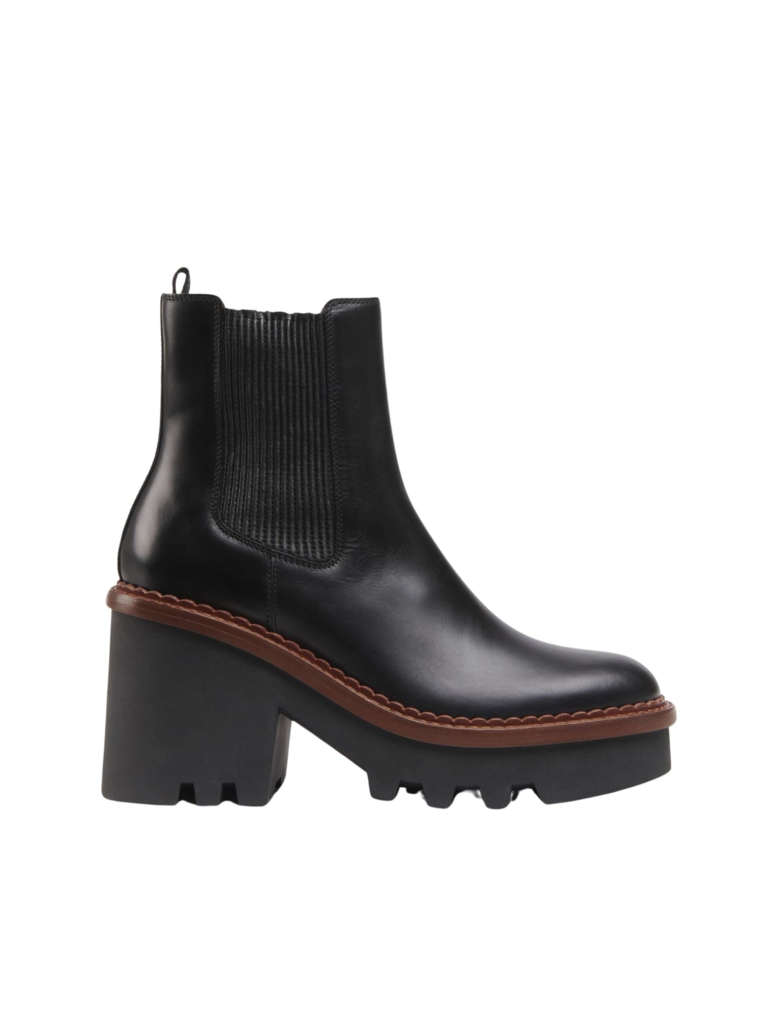 Bottines chelsea à talon Owena en cuir - Noir
