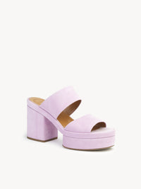 Mules à talon Odina en cuir - Creamy Lilac