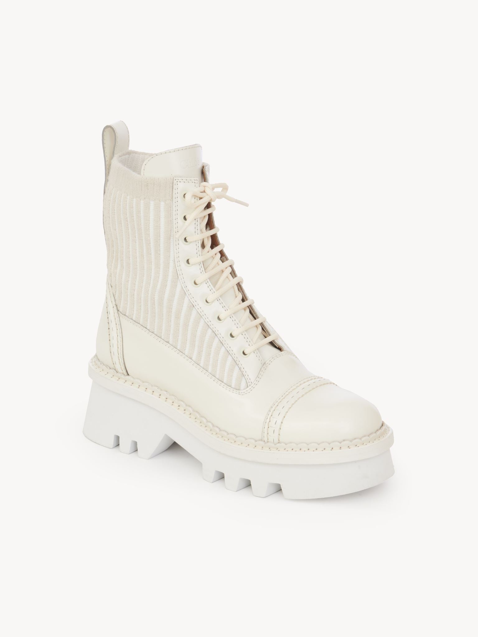 Bottines à lacets Owena en cuir - Cloudy White