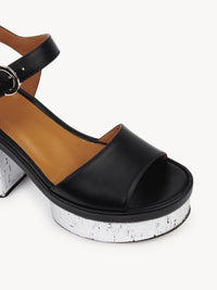 Sandales à talon Odina en cuir - Black & Silver