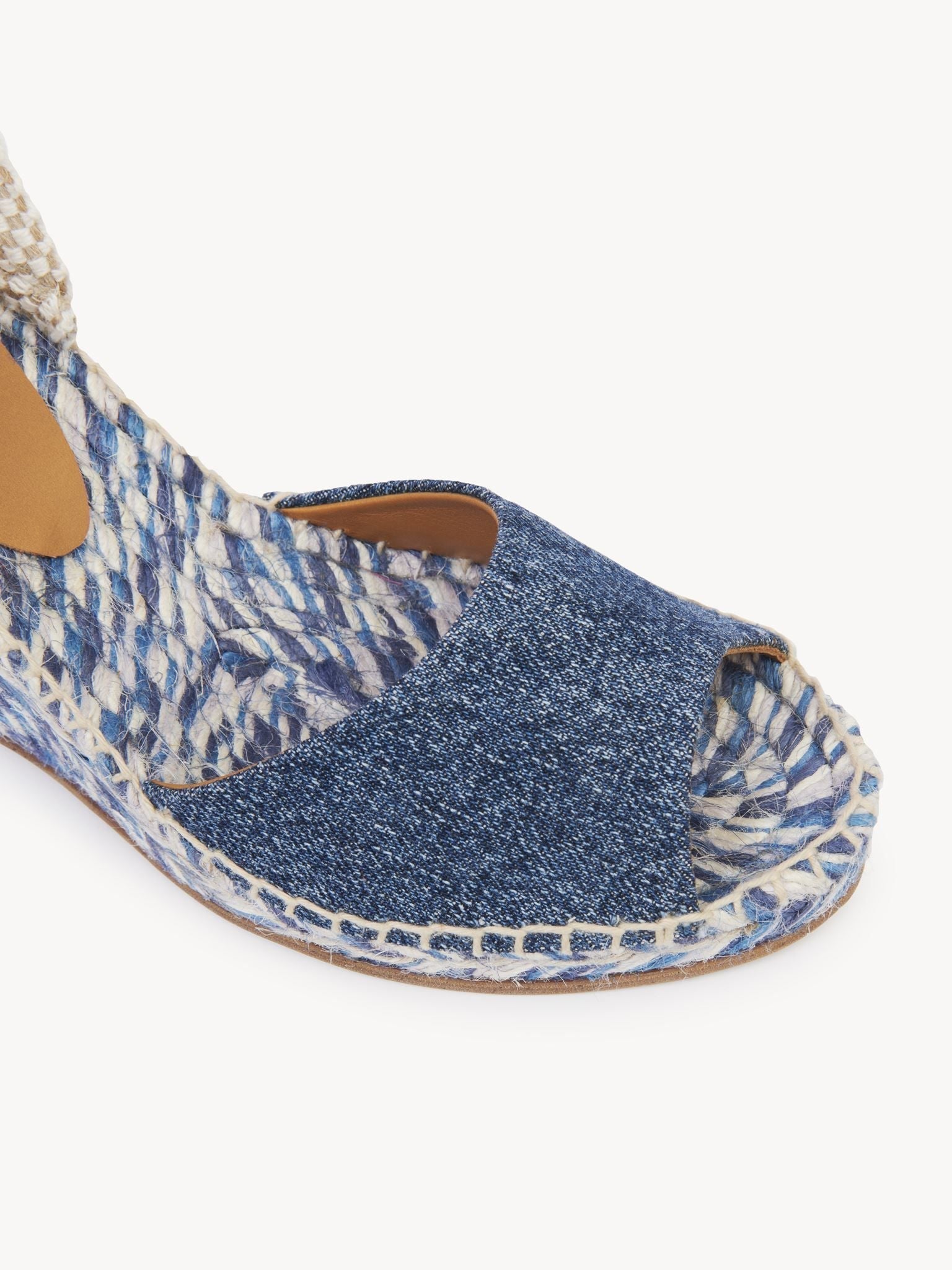 Sandales espadrilles compensées Piia en cuir - Denim