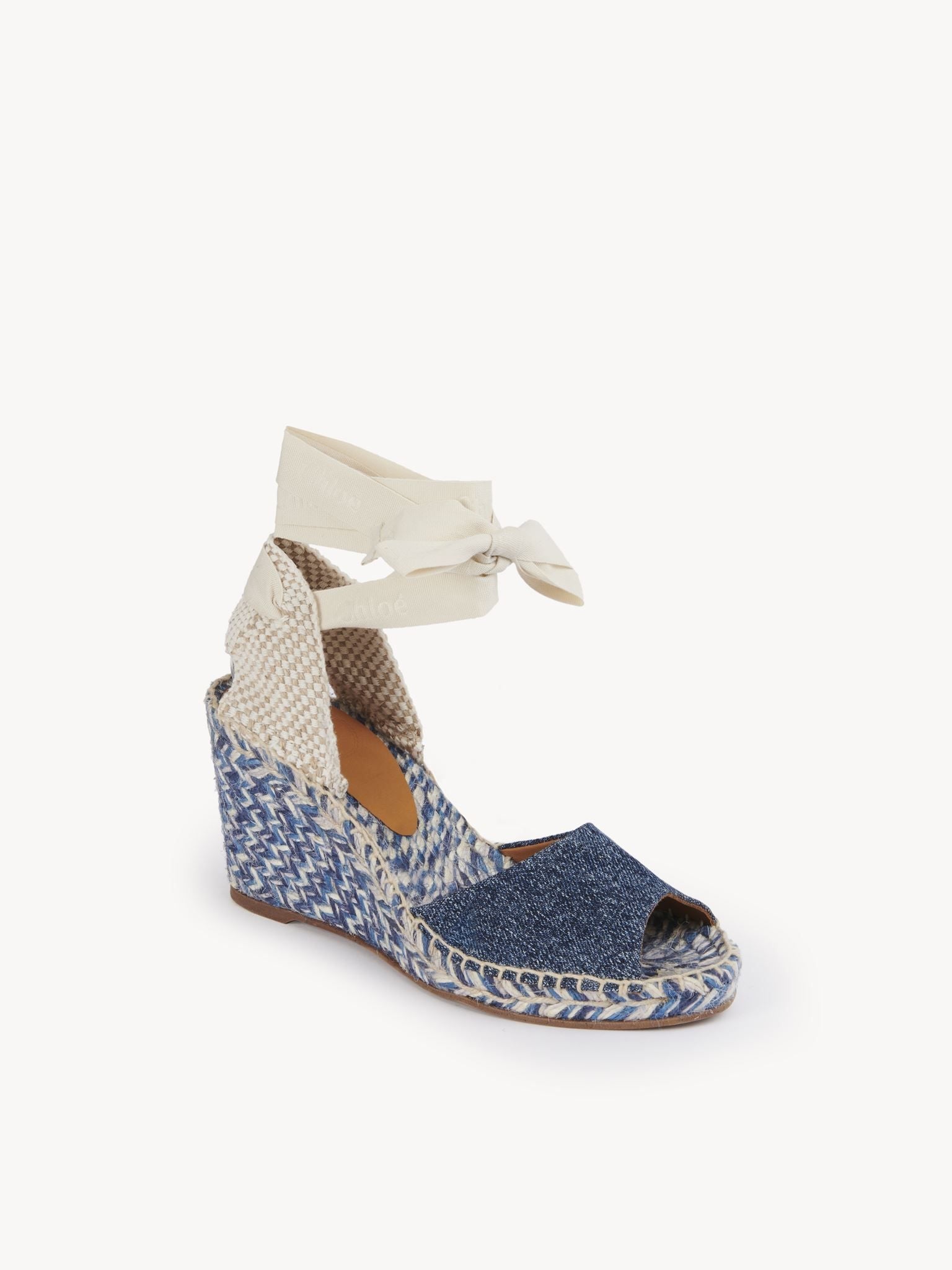 Sandales espadrilles compensées Piia en cuir - Denim