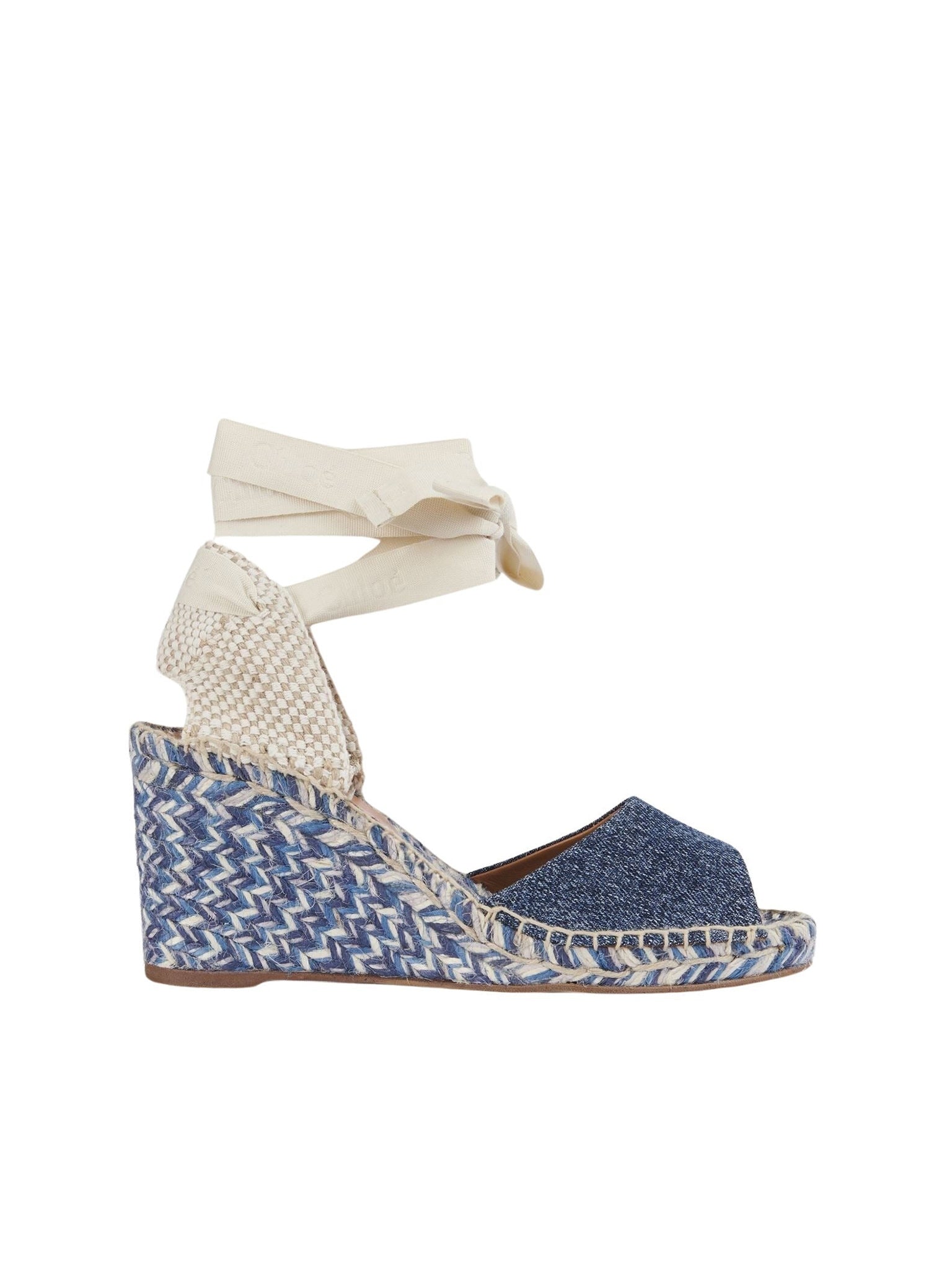 Sandales espadrilles compensées Piia en cuir - Denim