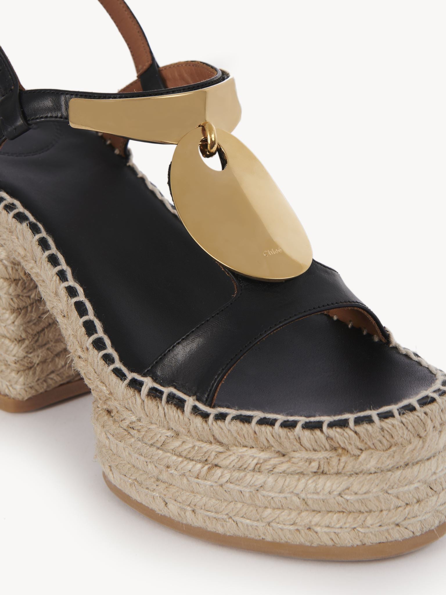 Espadrilles compensées Pema en cuir - Black Gold