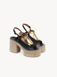 Espadrilles compensées Pema en cuir - Black Gold