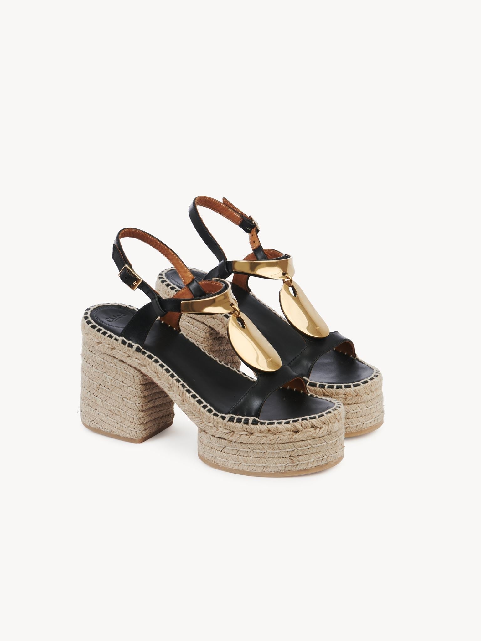 Espadrilles compensées Pema en cuir - Black Gold