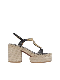Espadrilles compensées Pema en cuir - Black Gold