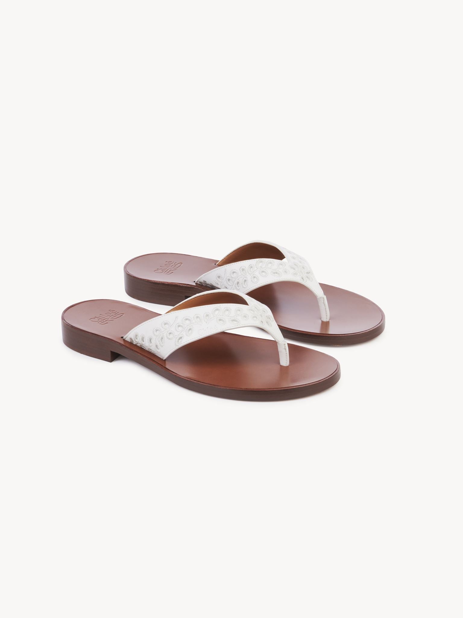Tongs Paz Chloé x Eres en cuir - Iconic Milk