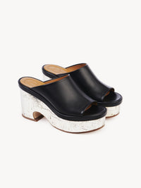 Mules compensées Oli en cuir - Black