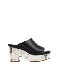 Mules compensées Oli en cuir - Black