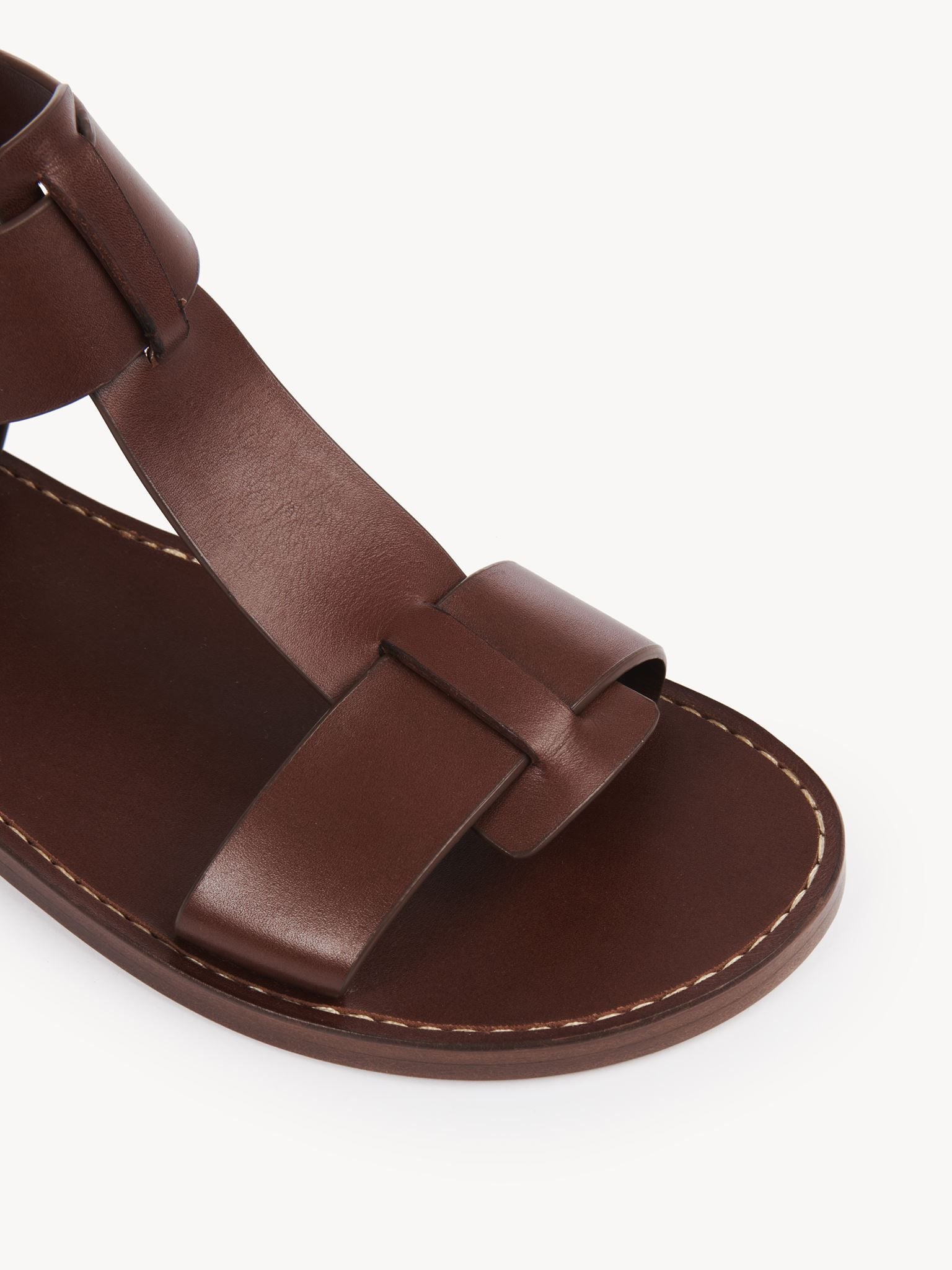 Sandales plates Rebecca en cuir - Brunet Brown