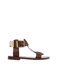 Sandales plates Rebecca en cuir - Brunet Brown