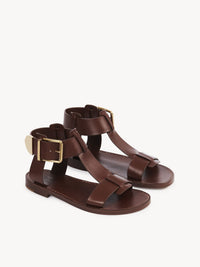 Sandales plates Rebecca en cuir - Brunet Brown