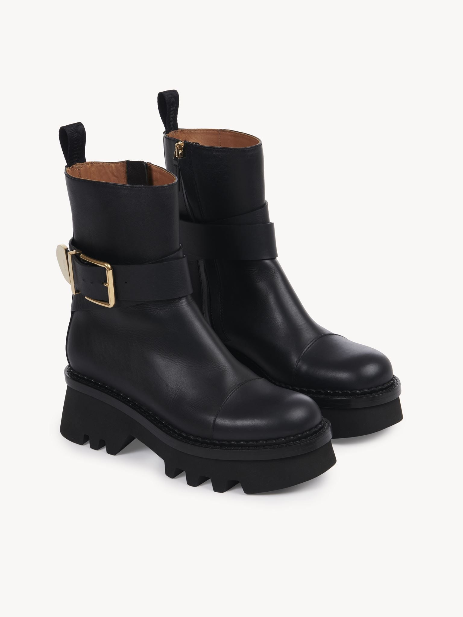 Bottines à boucle Owena en cuir - Black