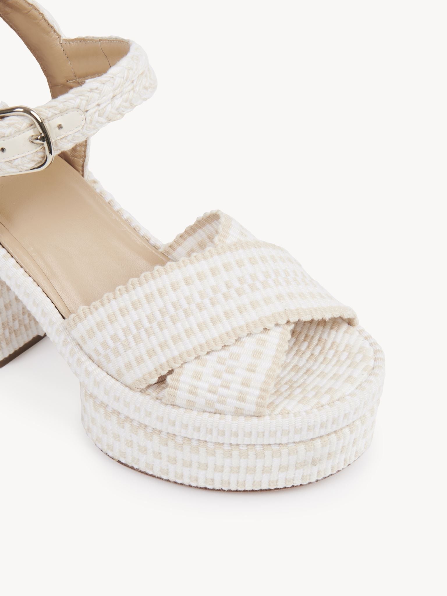 Sandales à talon Odina en cuir - Eggshell