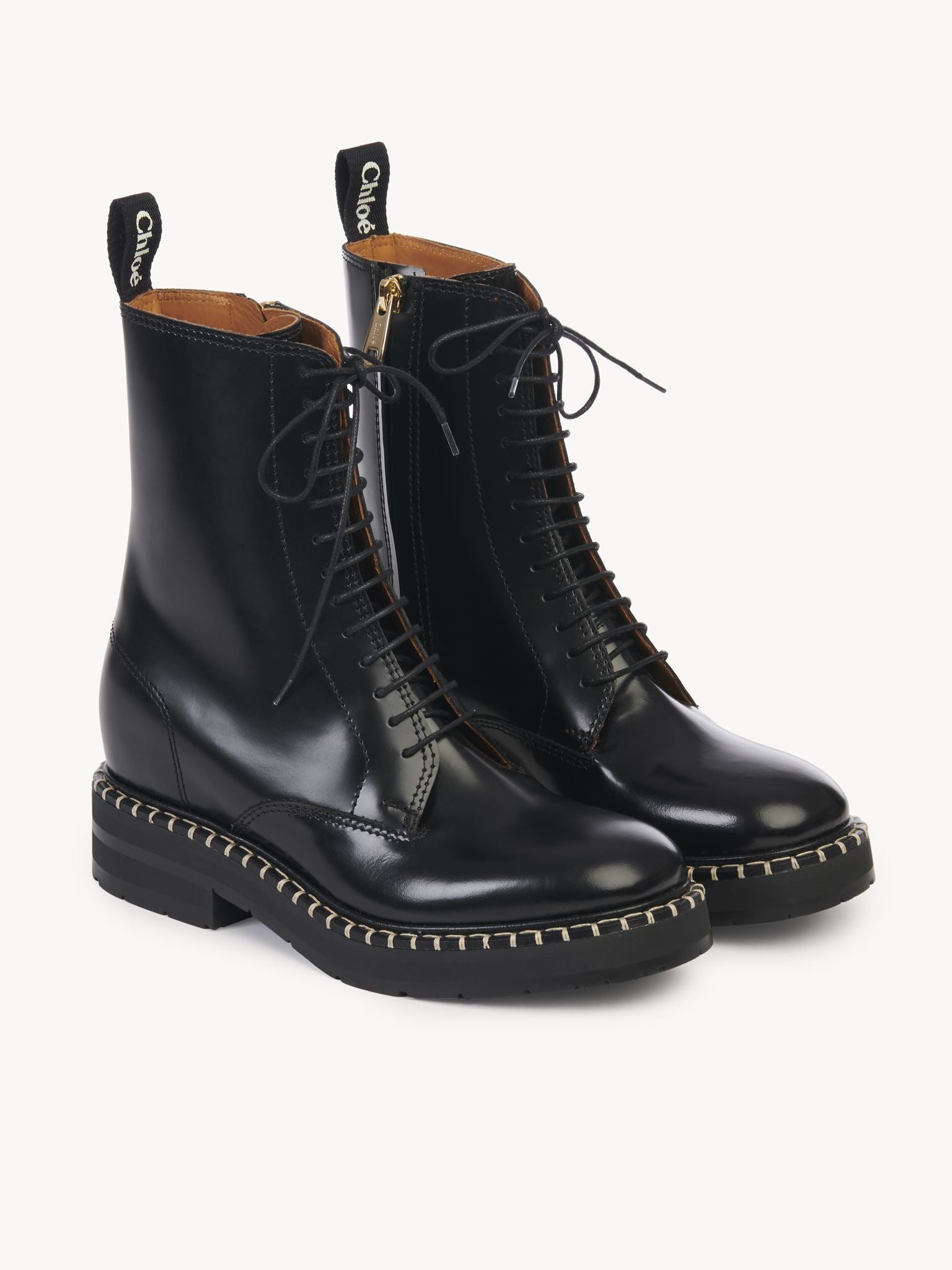 Bottines à lacets Noua en cuir - Black