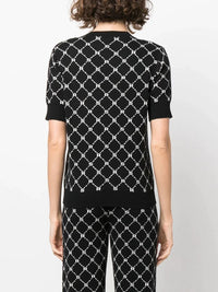 Pull jacquard manches courtes - Noir
