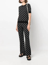 Pull jacquard manches courtes - Noir