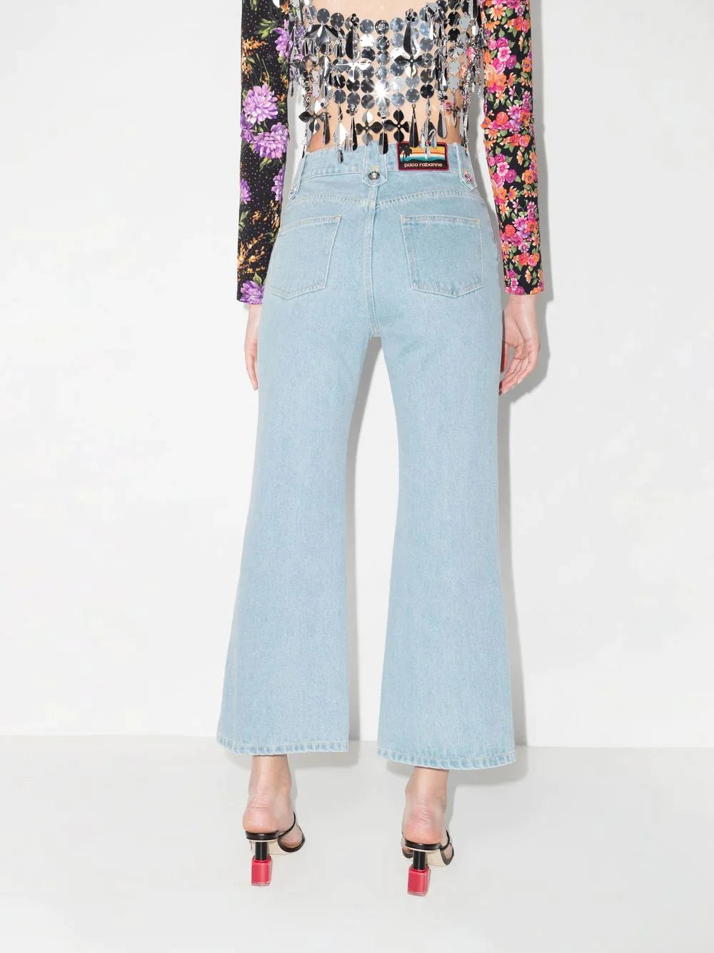 Jean évasé à double boutons - Light Blue Denim