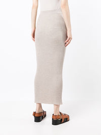 Jupe midi ajustée en laine - Natural Grey