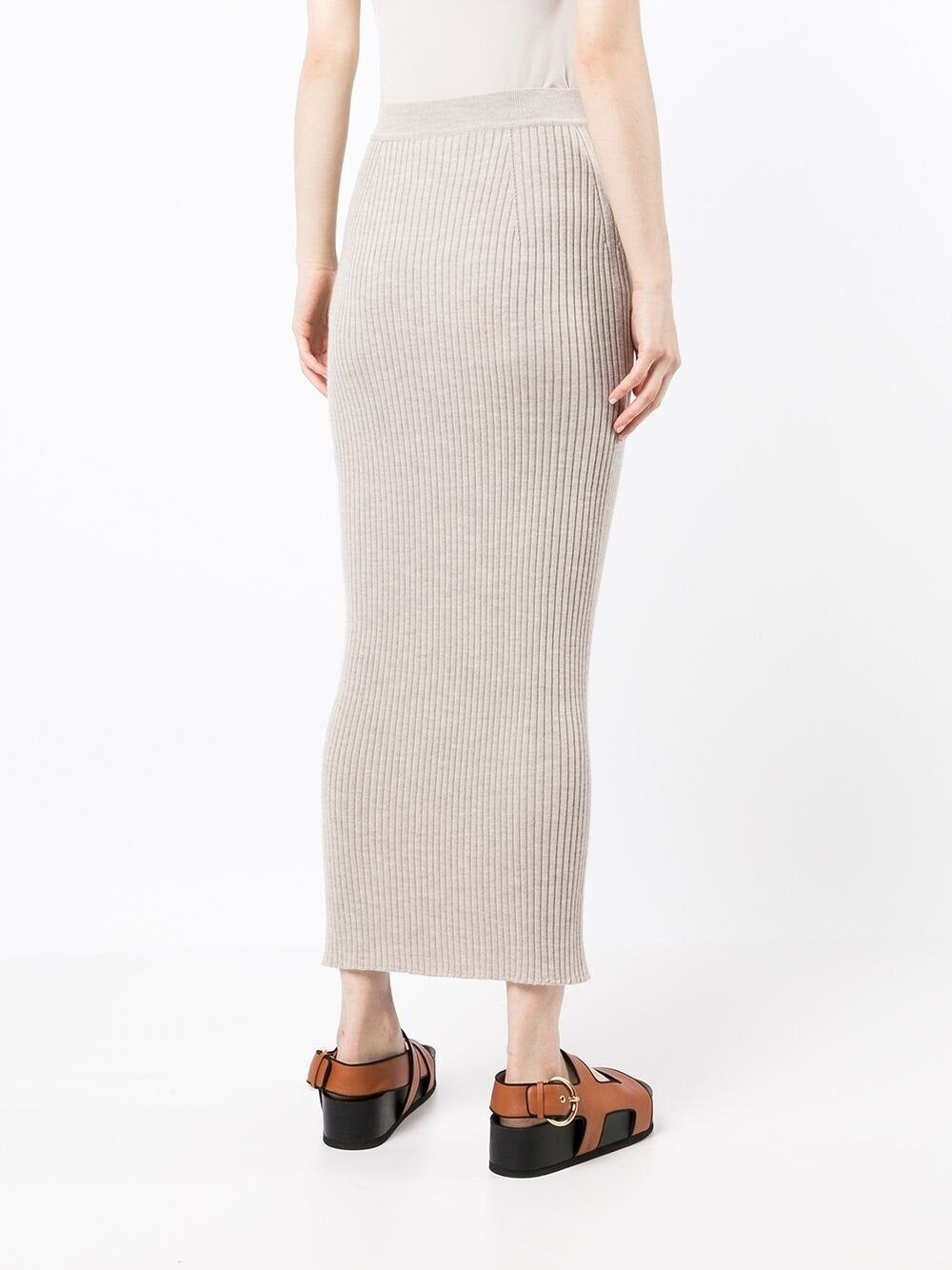 Jupe midi ajustée en laine - Natural Grey