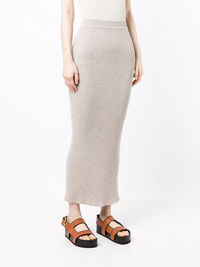 Jupe midi ajustée en laine - Natural Grey