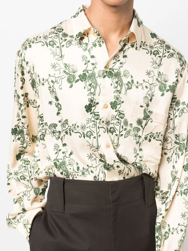 Chemise Jari à manches longues - Floral Frame Green