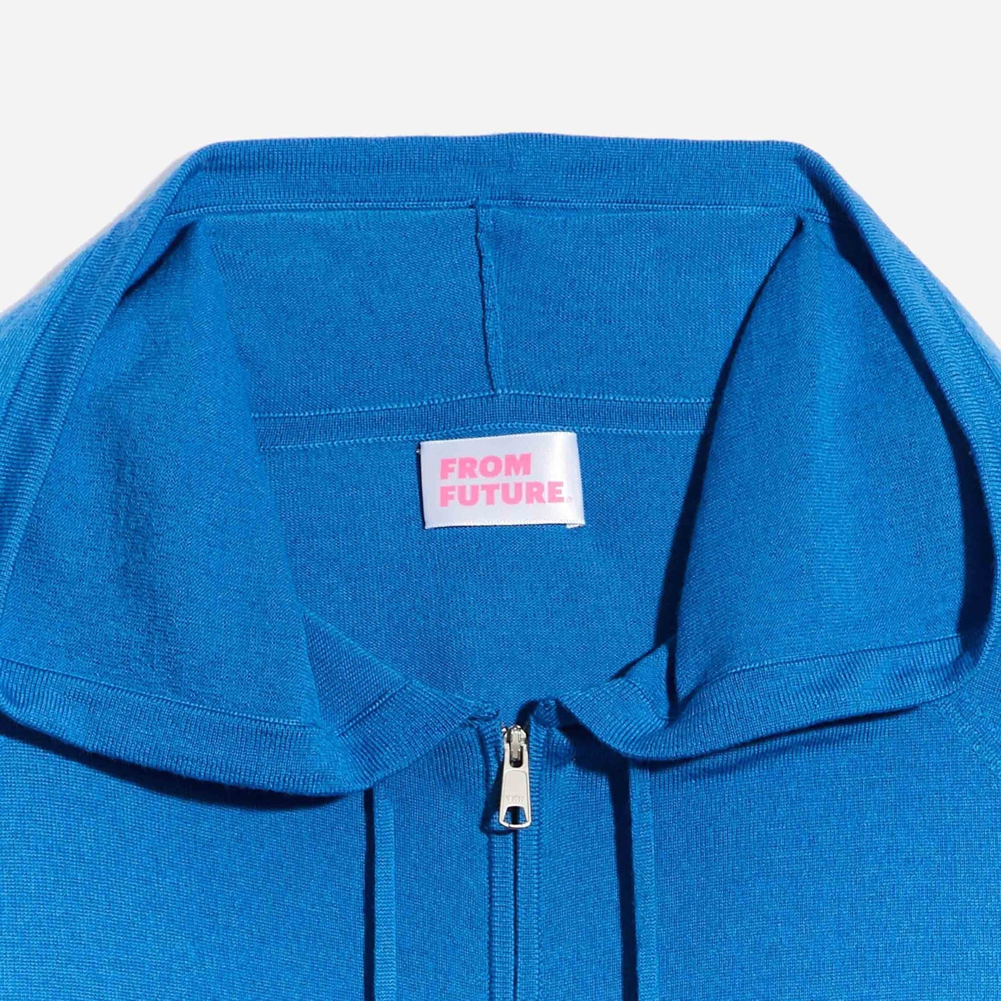 Hoodie zippé en laine superfine - Denim Blue