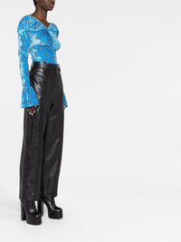 Top froncé à motif fleurs - Blue Splash